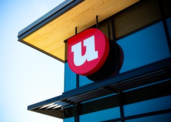 UWCU sign hanging on building