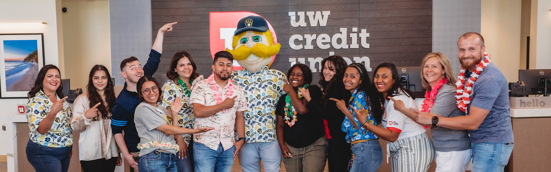 Our Oak Creek Branch team hangs with Bernie Brewer