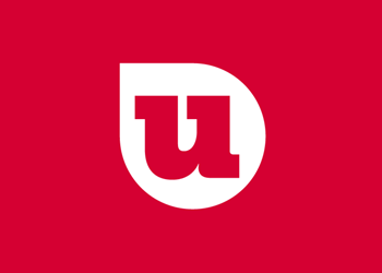 The UW Credit Union u-leaf logo on a signature red background.