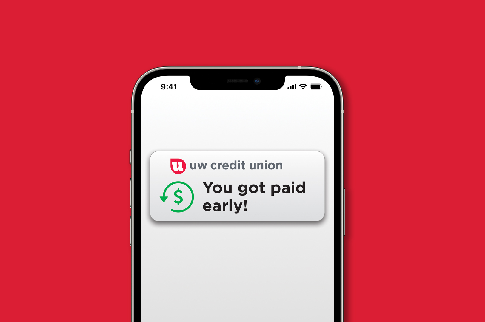 A graphic representation of the early payday notification for smartphones.