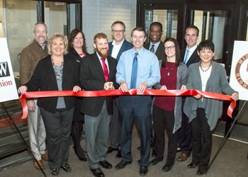 Grand opening and ribbon cutting at the UW Credit Union Middleton High School branch.