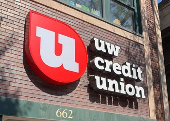 The UW Credit Union Sign at the State Street Madison, WI branch.
