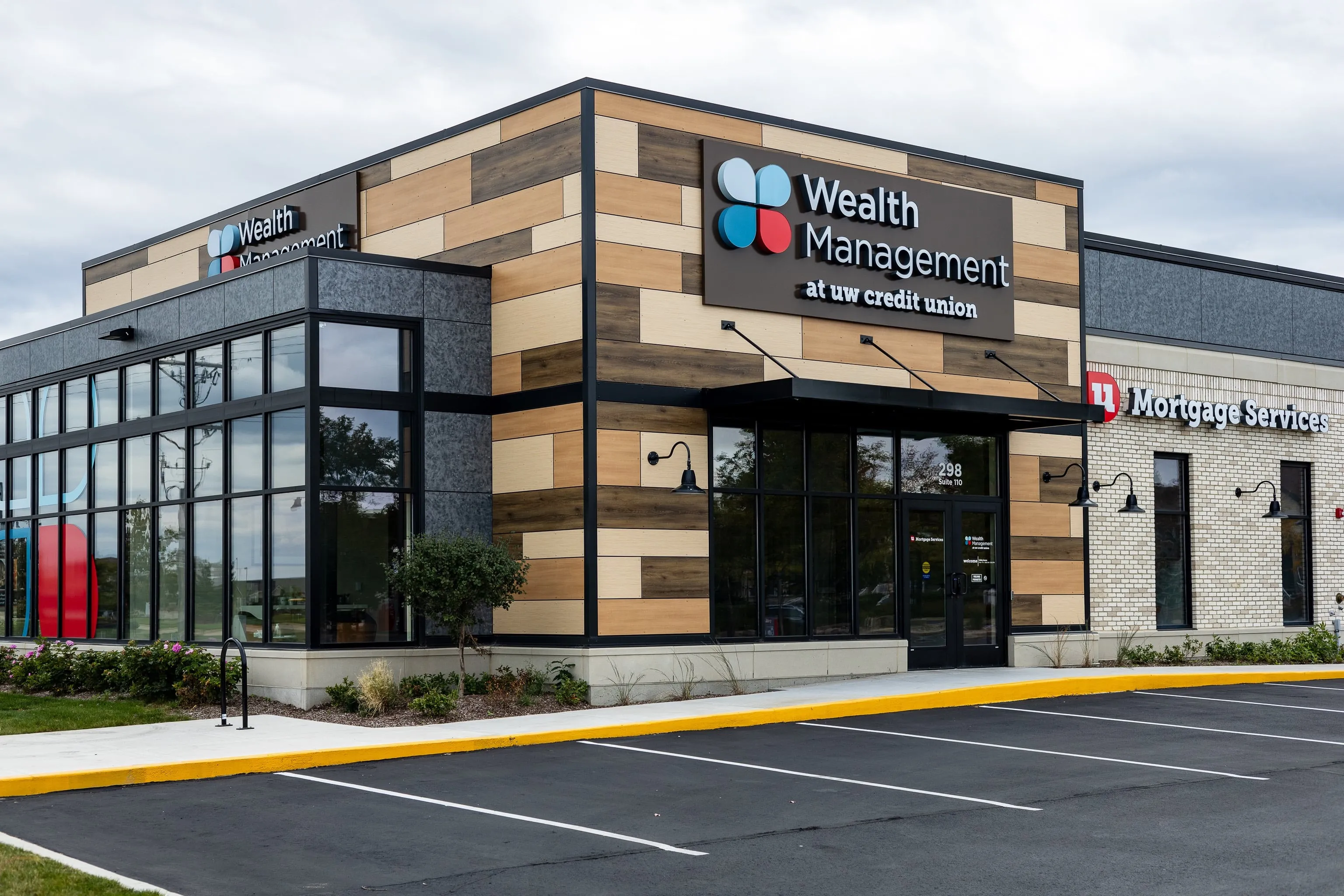An exterior photo of a UW Credit Union Wealth Management office.